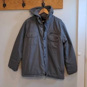 Dickies Charcoal Gray Hooded Canvas Jacket with Zip Utility Pocket Men's Size L